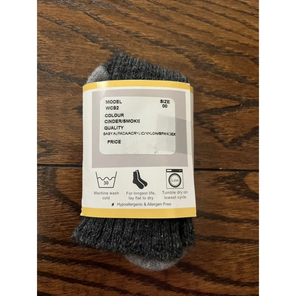 WARRIOR ALPACA Baby SOCKS Outdoor  Smoke Color Ankle Alpaca Size 00